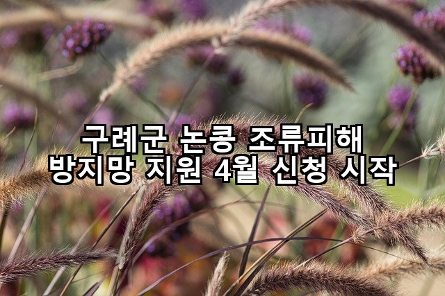구례군 논콩 조류피해 방지망 지원 4월 신청 시작
